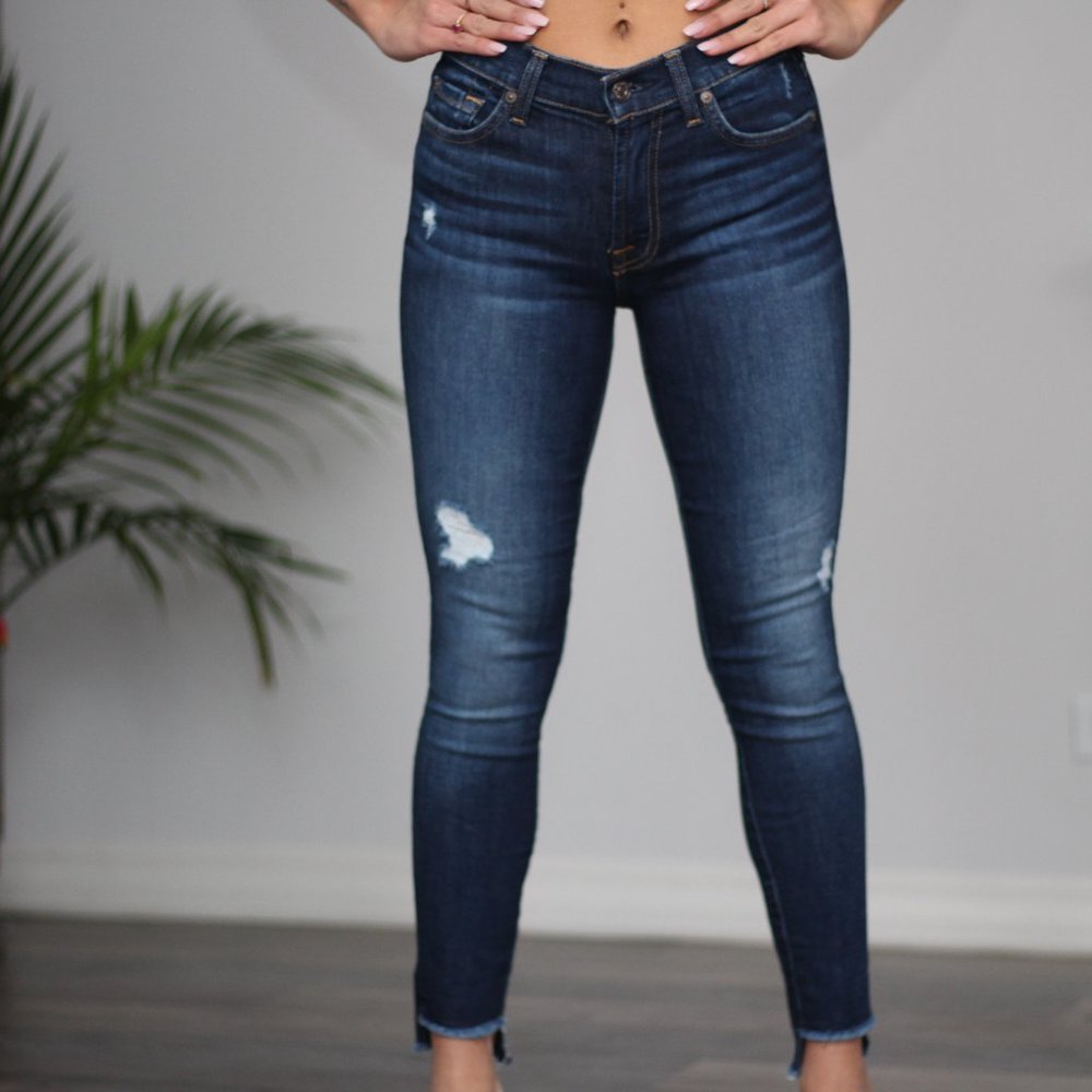 7 For All Mankind Distressed Ankle Skinny
